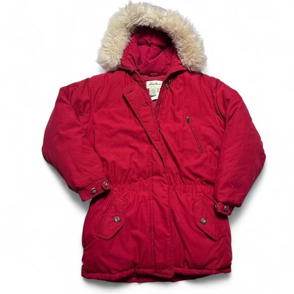 Eddie Bauer Polar Parka 90s Vintage Red Nylon Shell Goose Down Puffer Large - Picture 1 of 7